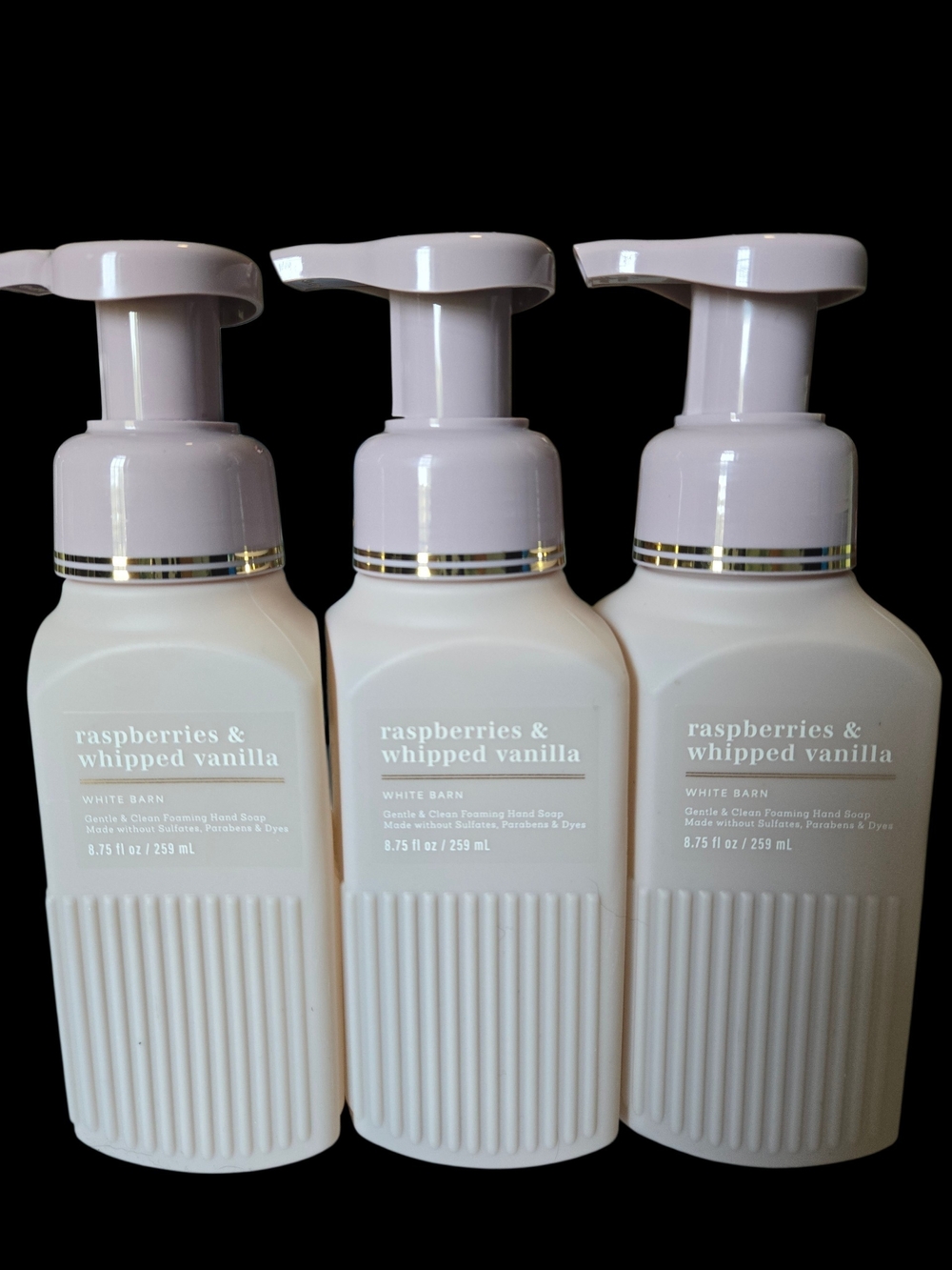 3pc White Barn Raspberries & Whipped Vanilla Gentle Foaming Hand Soap -NEW!
